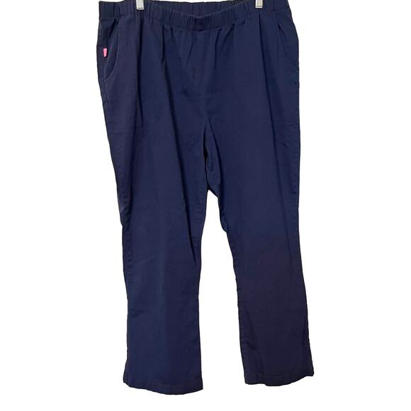WOMAN WITHIN HI-RISE WIDE LEG PULL-ON KHAKI PANTS, WOMENS, 24WP, NAVY BLUE - Picture 1 of 8